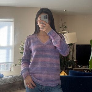 Purple and Pink ombré Striped Women's Sweater